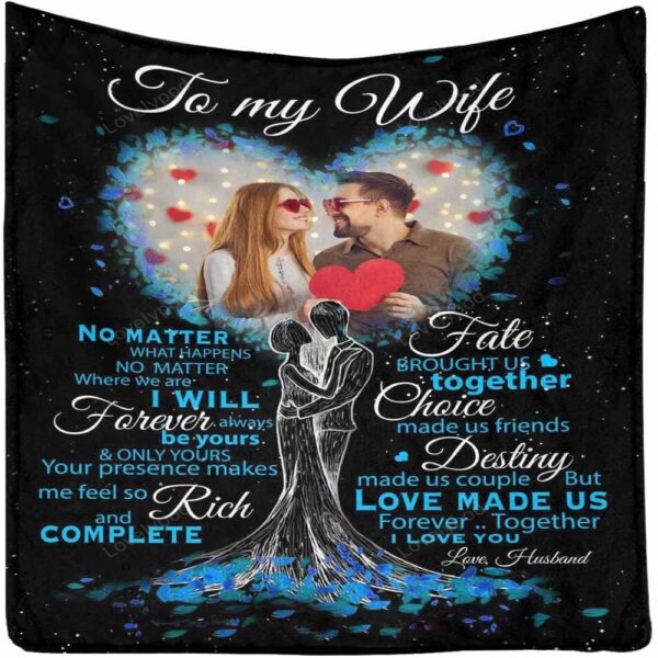 Valentine Blanket, Personalized Blanket To My Wife, I Love You With My Whole Heart Throw Blanket