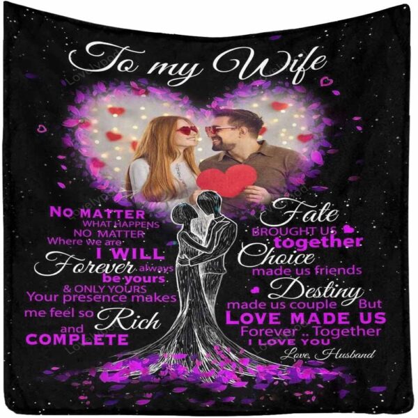 Valentine Blanket, Personalized Blanket To My Wife, I Love You With My Whole Heart Throw Blanket