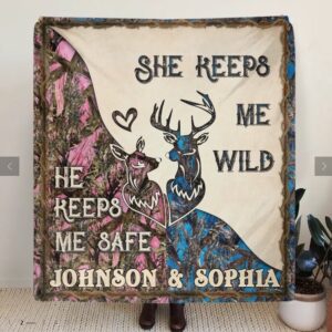 Valentine Blanket Personalized Couple Fleece Blanket Gift For Couple Husband Wife. He Keeps Me Safe 2 njcjz0.jpg