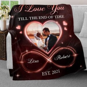 Valentine Blanket Personalized Couple Photo Blanket Love You Till The End Of Time Fleece Throw Blanket 2 kvxzue.jpg