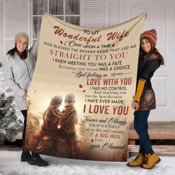 Valentine Blanket, Personalized Growing Old Together Blanket, To My Wonderful Wife Old Couple Print Blanket