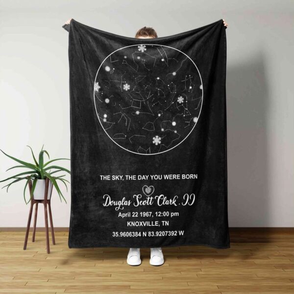 Valentine Blanket, Personalized Happy Birthday Throw Blanket Star Chart Fleece Blanket Anniversary Gifts Birthday Gift