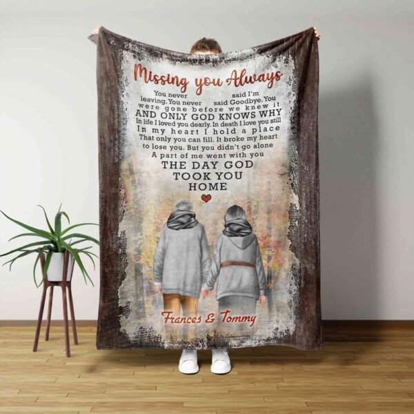 Valentine Blanket, Personalized Happy Memorial Valentine Throw Blanket Missing You Always Anniversary Gifts Wedding Couple