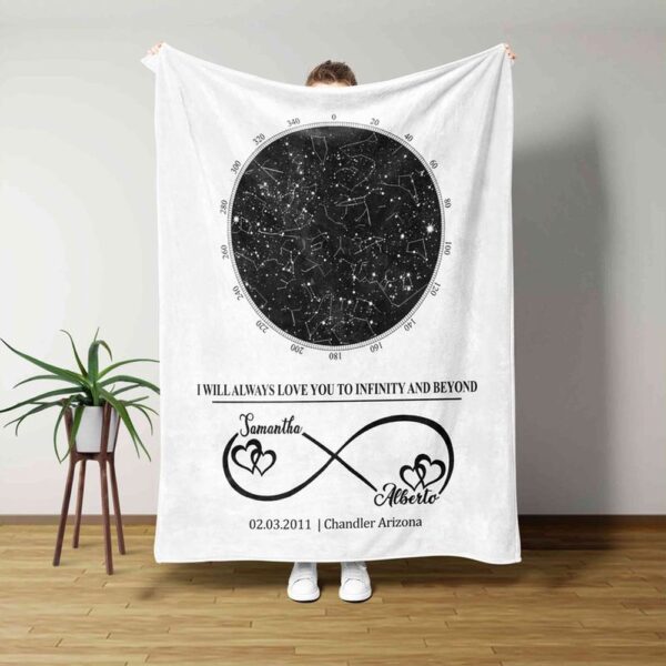 Valentine Blanket, Personalized Happy Valentine’s Day Throw Blanket Star Chart Winter Blanket I Will Always Love You Wedding