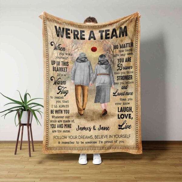 Valentine Blanket, Personalized Happy Valentine’s Day Throw Blanket We’re A Team Wedding Anniversary Blanket Gifts From Husband