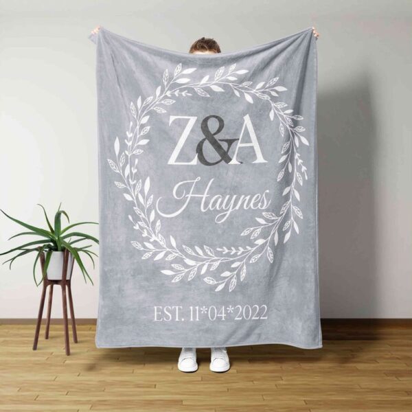 Valentine Blanket, Personalized Happy Valentine’s Day Warm Fleece Blanket Minimalist Throw Blanket Home Sweet Home Wedding