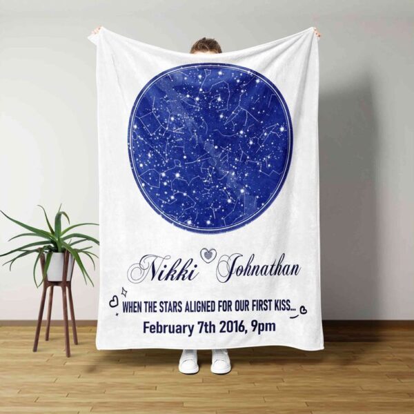 Valentine Blanket, Personalized Happy Valentine’s Day Winter Blanket Star Chart Fleece Blanket Wedding Anniversary