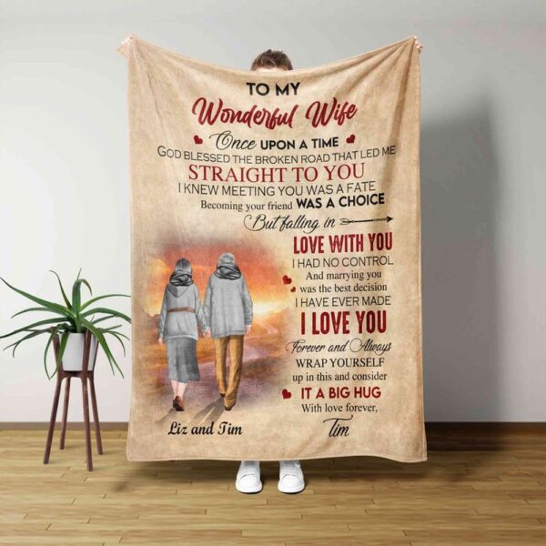 Valentine Blanket, Personalized Happy Wedding Anniversary Throw Blanket To My Wonderful Wife Anniversary