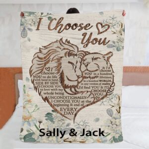 Valentine Blanket, Personalized Lion Couple Blanket, Were…