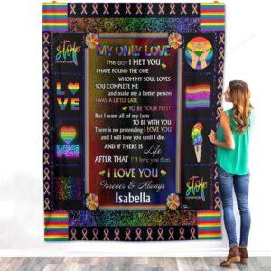 Valentine Blanket, Personalized Name Rainbow Flag My…