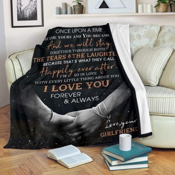 Valentine Blanket, Personalized To My Boyfriend Hand In Hand Fleece Blanket From Girlfriend Gift For Boyfriend