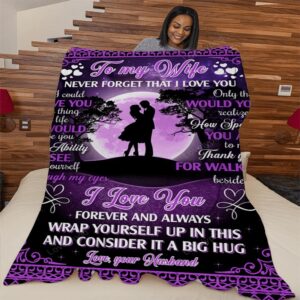 Valentine Blanket Personalized To My Wife Blanket Never Forget That I Love You Couple Under Purple Moon 3 u0egkb.jpg