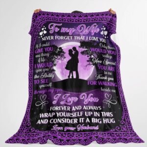 Valentine Blanket Personalized To My Wife Blanket Never Forget That I Love You Couple Under Purple Moon 4 mpfidt.jpg