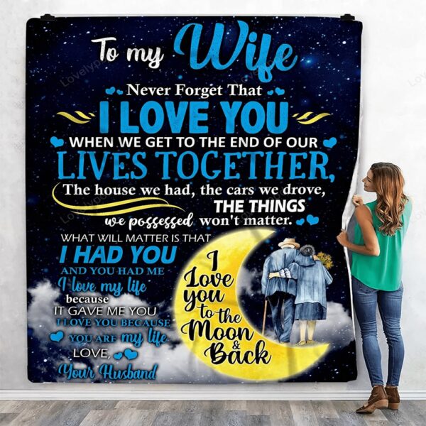 Valentine Blanket, Personalized To My Wife Throw Blanket, Gift To My Wife Blanket, I Love You To The Moon And Back