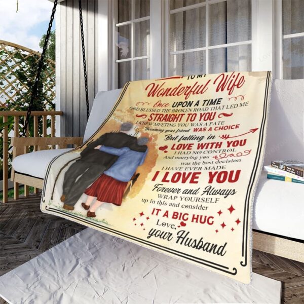 Valentine Blanket, Personalized To My Wonderful Wife Throw Blanket, Love Letter Blanket, Custom Blanket For Valentine Day