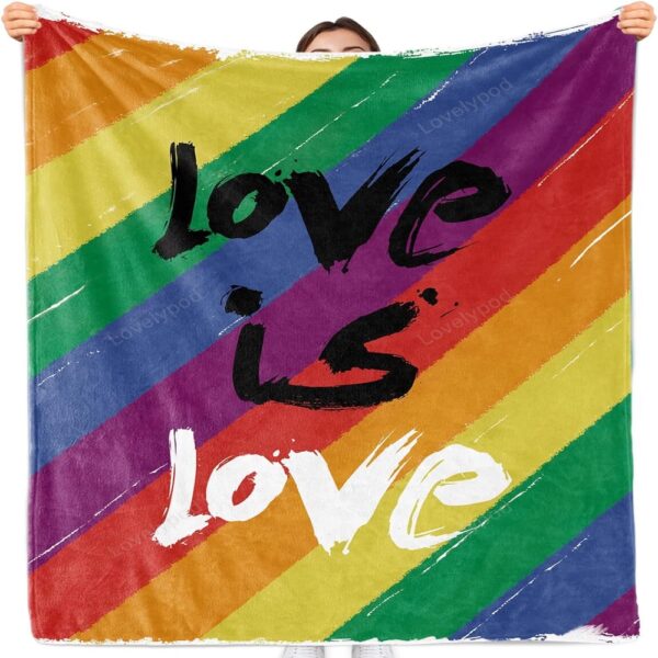 Valentine Blanket, Pride Rainbow Blanket, Love Is Love Lgbt Soft Fleece Throw Blankets Lightweight Pride Blanket