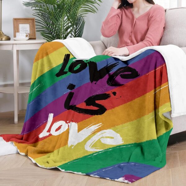 Valentine Blanket, Pride Rainbow Blanket, Love Is Love Lgbt Soft Fleece Throw Blankets Lightweight Pride Blanket