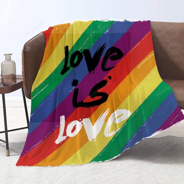 Valentine Blanket, Pride Rainbow Blanket, Love Is Love Lgbt Soft Fleece Throw Blankets Lightweight Pride Blanket