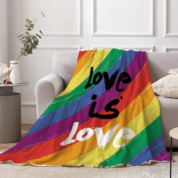 Valentine Blanket, Pride Rainbow Blanket, Love Is Love Lgbt Soft Fleece Throw Blankets Lightweight Pride Blanket