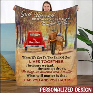 Valentine Blanket, Red Truck Old Couple Customized…