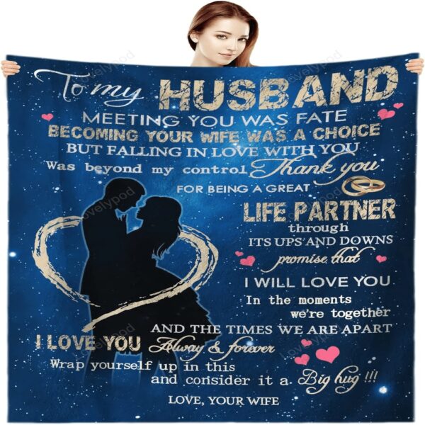 Valentine Blanket, To My Husband Blanket From Wife, Throw Blanket Gifts For Husband, Valentines Wedding For Him