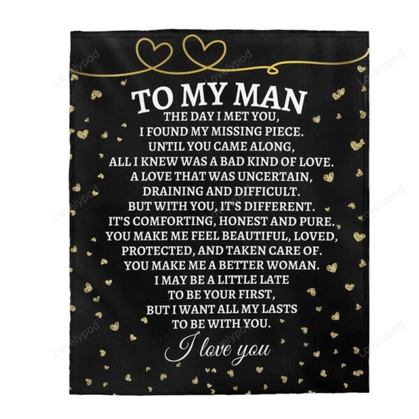 Valentine Blanket, To My Man Blanket, Gift For Boyfriend, Husband, Fiance, Birthday Gift Premium Blanket