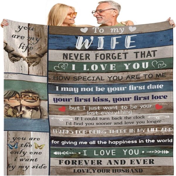 Valentine Blanket, To My Wife Blanket From Husband, Anniversary Christmas Valentines Gifts For Her, Birthday Gifts For Wife