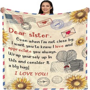 Valentine Blanket, To Sister Gifts Sunflower Sister…