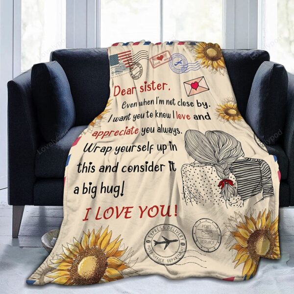 Valentine Blanket, To Sister Gifts Sunflower Sister Throw Blanket Christmas Blanket Gifts For Sister Valentines Gifts