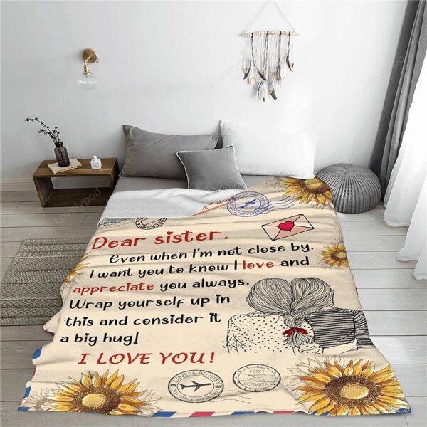 Valentine Blanket, To Sister Gifts Sunflower Sister Throw Blanket Christmas Blanket Gifts For Sister Valentines Gifts