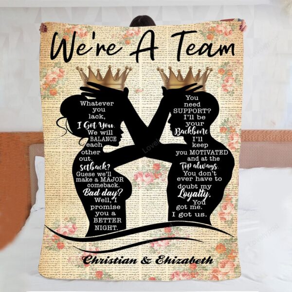 Valentine Blanket, We Are A Team King & Queen Custom Couple Name Anniversary Blanket, Gift For Husband