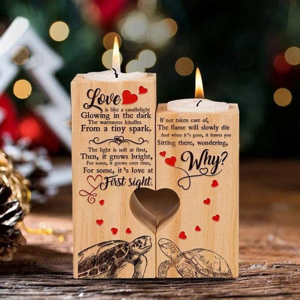 Valentine Candle Holder, Couple Turtles Husband Wife Valentine Candle Holder Love Is Lke Candlelight Heart Wooden Candlestick Valentine Candle Holder, Couple Turtles Husband Wife Valentine Candle Holder Love Is Lke Candlelight Heart Wooden Candlestick