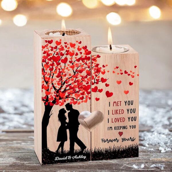 Valentine Candle Holder, Everlasting Love Series Of Wooden Couple Candle Holder Sweet Anniversary Gifts
