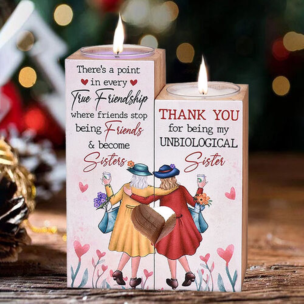 Valentine Candle Holder, Heart Shaped Wooden Candle Holder For Friends