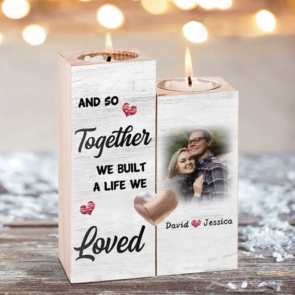 Valentine Candle Holder, Personalized Couple Photo Candle Holder Wooden Candlesticks Romantic Gift Valentine Candle Holder, Personalized Couple Photo Candle Holder Wooden Candlesticks Romantic Gift