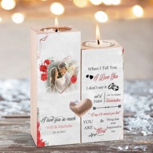 Valentine Candle Holder, Personalized Wooden Couple Candle…