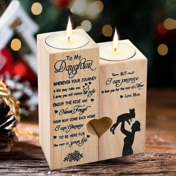 Valentine Candle Holder, To My Daughter Personalised Candle Holder Anniversary Craft Candlestick Gift For Birthday and Christmas