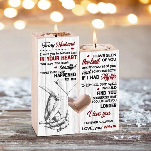 Valentine Candle Holder, To My Husband Couple Candle Holder I love you Forever & always Candlesticks Romantic Gift