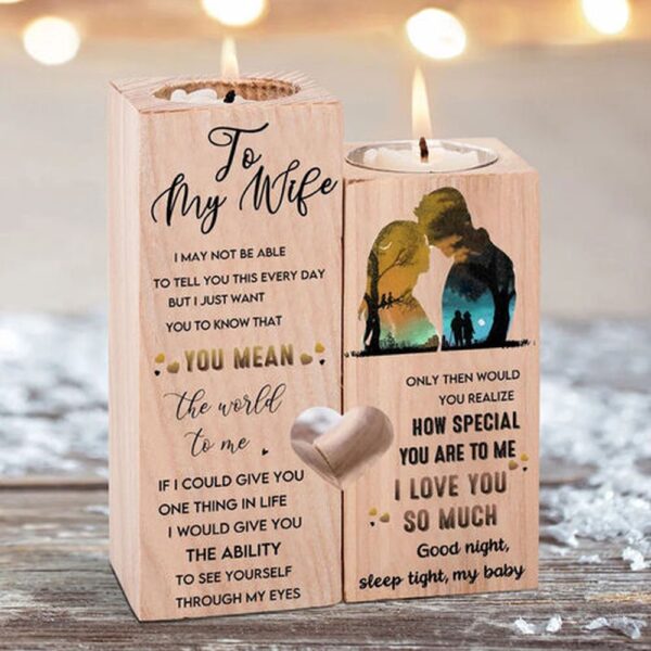 Valentine Candle Holder, To My Wife Couple Candle Holder I love you so much Candlesticks