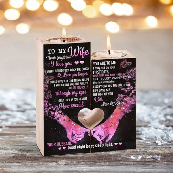 Valentine Candle Holder, To My Wife Couple Candle Holder Never Forget that I love you Candlesticks Confession Gift