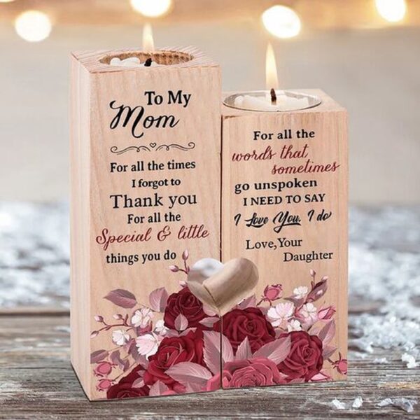 Valentine Candle Holder, Wooden Candle Holder Gift For Mom Thank You For All the Special Things You Do