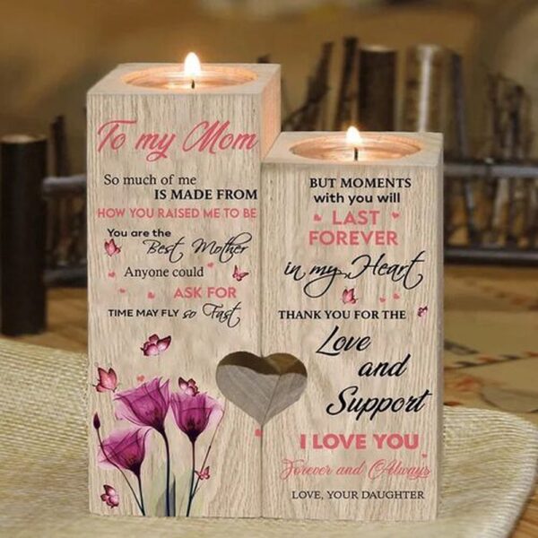Valentine Candle Holder, Wooden Candle Holder Love And Support