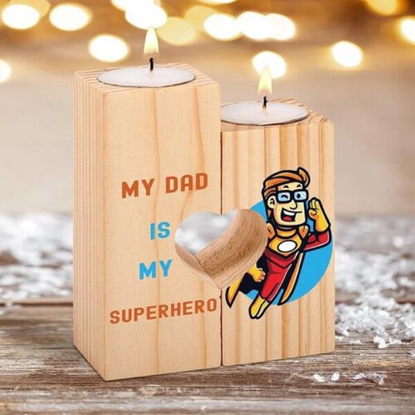 Valentine Candle Holder, Wooden Candle Holder With Superhero Pattern