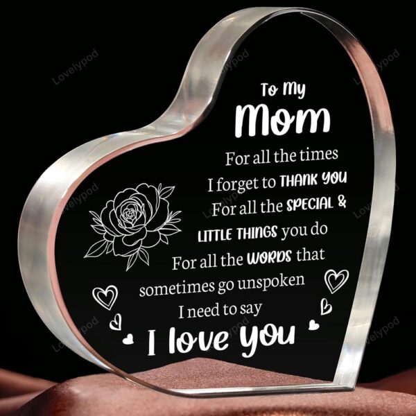 Valentine Keepsakes, Heart Keepsake, Acrylic Keepsake I Love You Mom Gifts From Son Daughter, Mother’s Day Gift Valentines Day Gifts For Mom