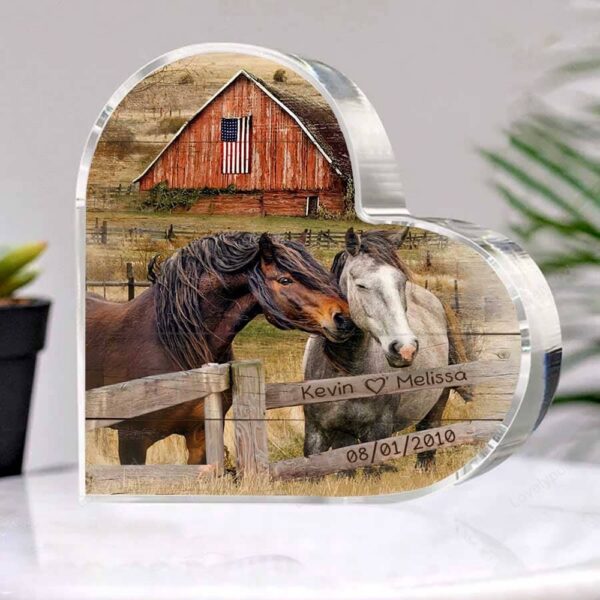 Valentine Keepsakes, Heart Keepsake, Custom Horses Couple Farmhouse Acrylic Plaque, We’re A Team Anniversary Plaque For Husband And Wife