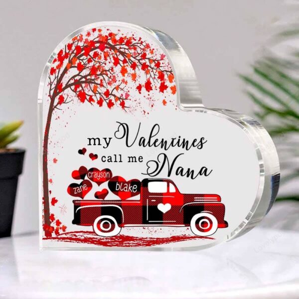 Valentine Keepsakes, Heart Keepsake, My Valentines Call Me Grandma Heart Acrylic Plaque, Valentine’s Day Gift For Mom