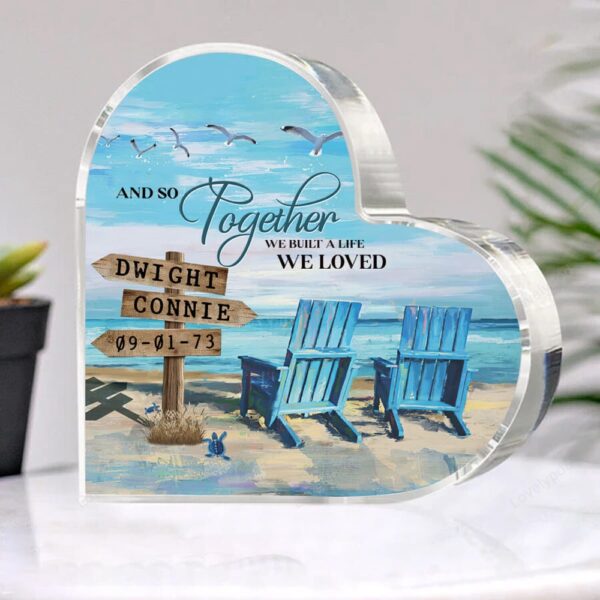 Valentine Keepsakes, Heart Keepsake, Personalized Couple Heart Plaque, Couple Beach Plaque, Customized Couple Prints