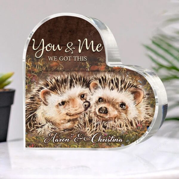 Valentine Keepsakes, Heart Keepsake, Personalized Hedgehog Couple Plaque, You And Me We Got This Plaque Gift For Husband