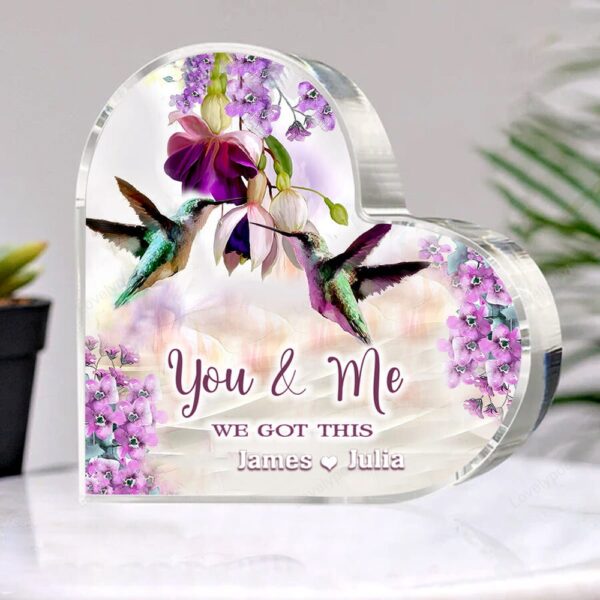 Valentine Keepsakes, Heart Keepsake, Personalized Hummingbird Couple Plaque For Husband Wife, You And Me We Got This