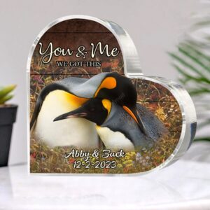 Valentine Keepsakes, Heart Keepsake, Personalized Penguin Couple…